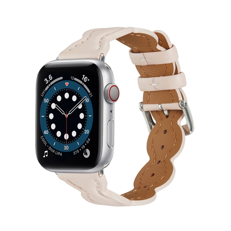 Genuine Leather Breathable Watch Band For Apple Watch Ultra 49mm&Watch Ultra 2 49mm / Series 9&8&7 45mm / SE 3&SE 2&6&SE&5&4 44mm / 3&2&1 42mm(Pink) by bashfashion