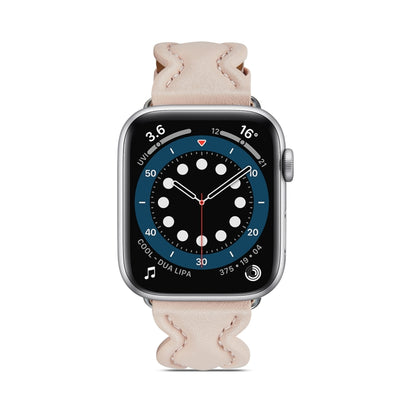 Genuine Leather Breathable Watch Band For Apple Watch Ultra 49mm&Watch Ultra 2 49mm / Series 9&8&7 45mm / SE 3&SE 2&6&SE&5&4 44mm / 3&2&1 42mm(Pink) by bashfashion