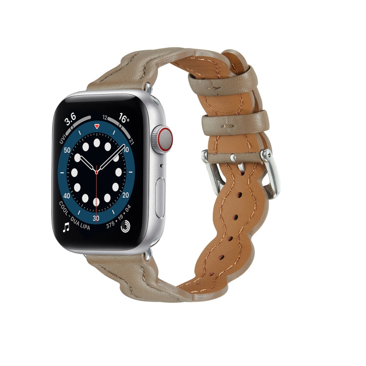 Genuine Leather Breathable Watch Band For Apple Watch Ultra 49mm&Watch Ultra 2 49mm / Series 9&8&7 45mm / SE 3&SE 2&6&SE&5&4 44mm / 3&2&1 42mm(Grey) by bashfashion