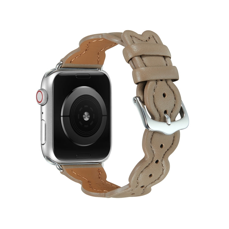 Genuine Leather Breathable Watch Band For Apple Watch Ultra 49mm&Watch Ultra 2 49mm / Series 9&8&7 45mm / SE 3&SE 2&6&SE&5&4 44mm / 3&2&1 42mm(Grey) by bashfashion