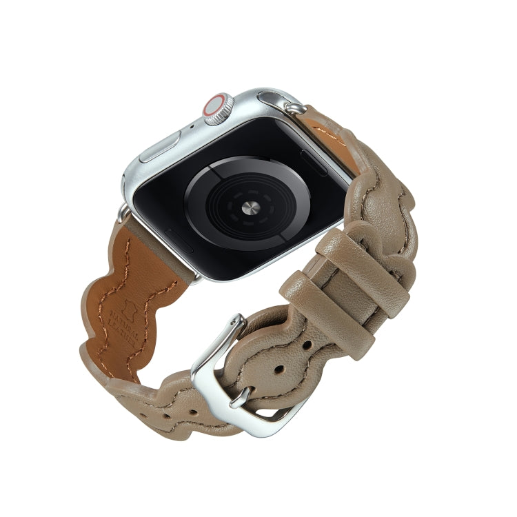 Genuine Leather Breathable Watch Band For Apple Watch Ultra 49mm&Watch Ultra 2 49mm / Series 9&8&7 45mm / SE 3&SE 2&6&SE&5&4 44mm / 3&2&1 42mm(Grey) by bashfashion