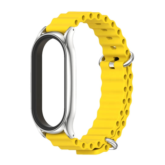For Xiaomi Mi Band 6 / 5 / 4 / 3 MIJOBS PLUS Marine Silicone Breathable Watch Band(Yellow Silver) by MIJOBS
