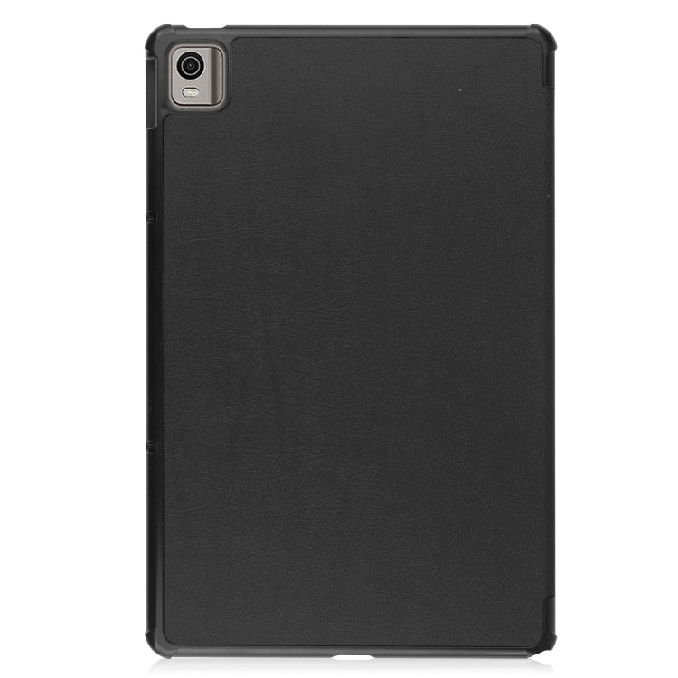 For Nokia T21 Custer Pure Color 3-Fold Holder Leather Smart Tablet Case(Black) by bashfashion
