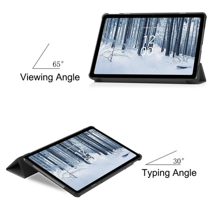 For Nokia T21 Custer Pure Color 3-Fold Holder Leather Smart Tablet Case(Black) by bashfashion