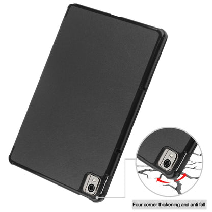 For Nokia T21 Custer Pure Color 3-Fold Holder Leather Smart Tablet Case(Black) by bashfashion