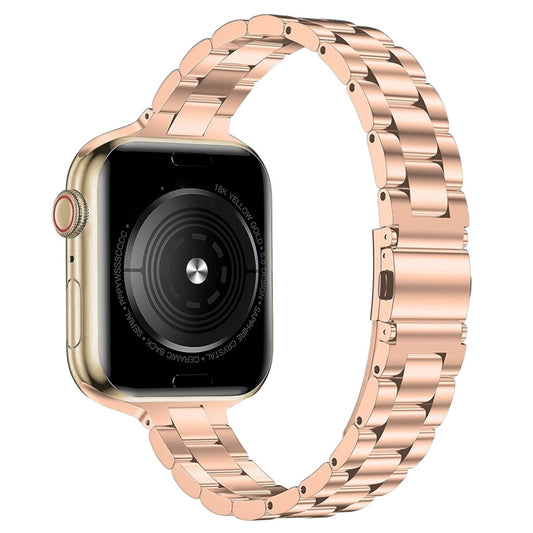 Small Waist Stainless Steel Watch Band For Apple Watch Ultra 49mm&Watch Ultra 2 49mm / Series 9&8&7 45mm / SE 3&SE 2&6&SE&5&4 44mm / 3&2&1 42mm(Rose Gold) by bashfashion