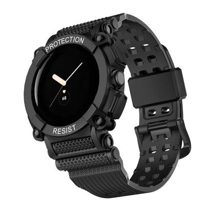 For Google Pixel Watch Three-proof Solid Color Integrated Watch Band(Black) by bashfashion