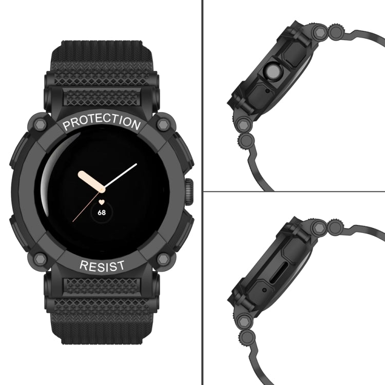For Google Pixel Watch Three-proof Solid Color Integrated Watch Band(Black) by bashfashion