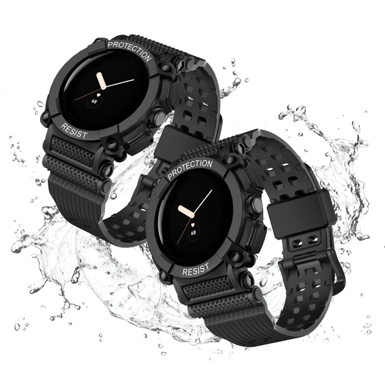 For Google Pixel Watch Three-proof Solid Color Integrated Watch Band(Black) by bashfashion
