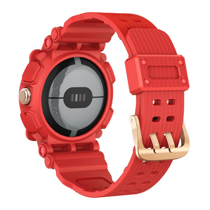For Google Pixel Watch Three-proof Solid Color Integrated Watch Band(Red) by bashfashion