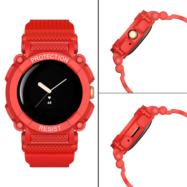 For Google Pixel Watch Three-proof Solid Color Integrated Watch Band(Red) by bashfashion