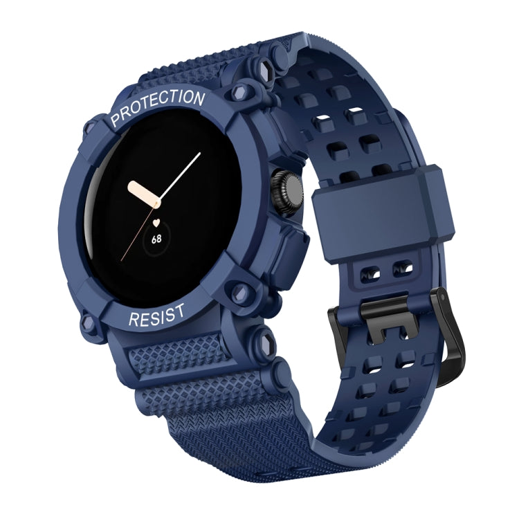 For Google Pixel Watch Three-proof Solid Color Integrated Watch Band(Army Blue) by bashfashion