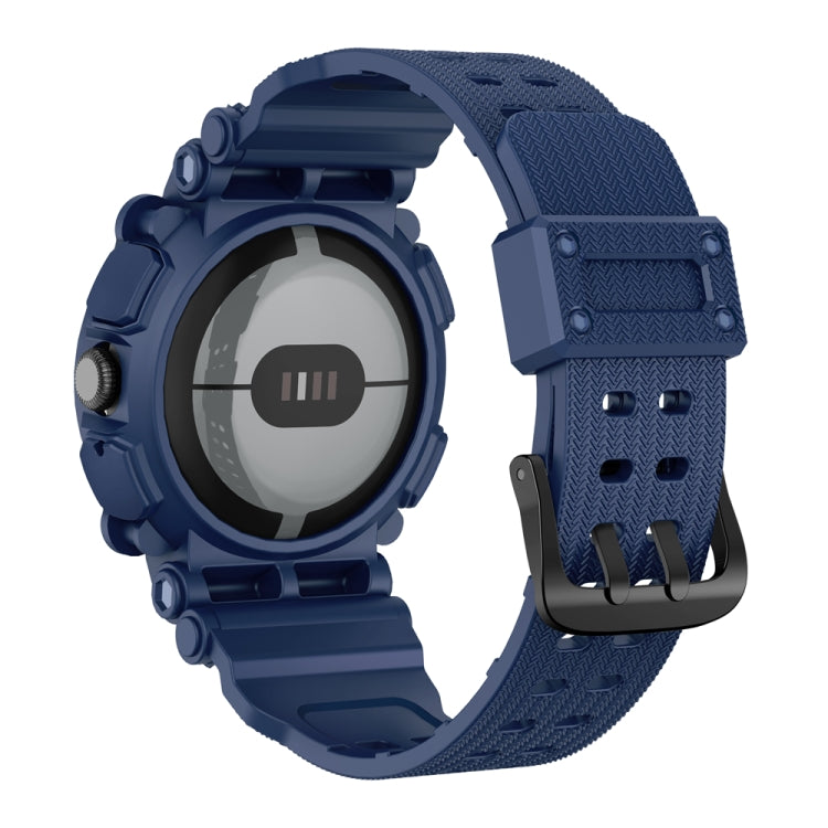 For Google Pixel Watch Three-proof Solid Color Integrated Watch Band(Army Blue) by bashfashion