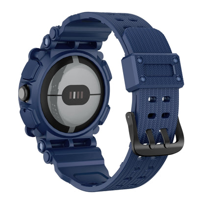 For Google Pixel Watch Three-proof Solid Color Integrated Watch Band(Army Blue) by bashfashion