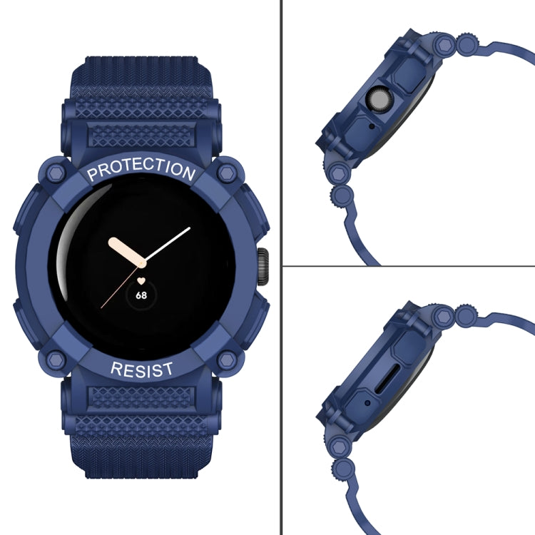 For Google Pixel Watch Three-proof Solid Color Integrated Watch Band(Army Blue) by bashfashion