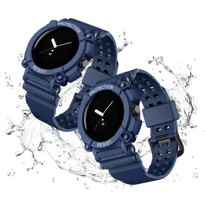 For Google Pixel Watch Three-proof Solid Color Integrated Watch Band(Army Blue) by bashfashion