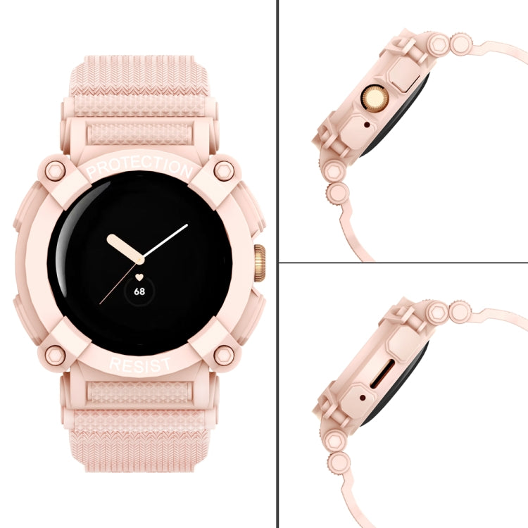 For Google Pixel Watch Three-proof Solid Color Integrated Watch Band(Pink) by bashfashion