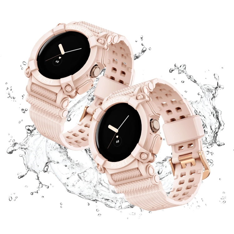 For Google Pixel Watch Three-proof Solid Color Integrated Watch Band(Pink) by bashfashion