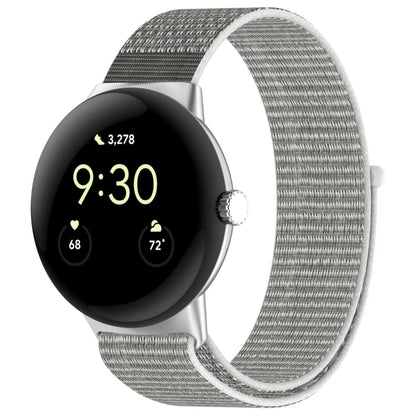 For Google Pixel Watch Metal Head Nylon Loop Watch Band(Powder Sand) by bashfashion