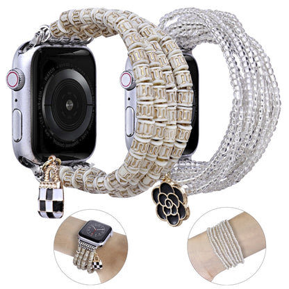 Multi-row Beads Watch Band For Apple Watch Ultra 49mm&Watch Ultra 2 49mm / Series 9&8&7 45mm / SE 3&SE 2&6&SE&5&4 44mm / 3&2&1 42mm(Transparent Beads) by bashfashion