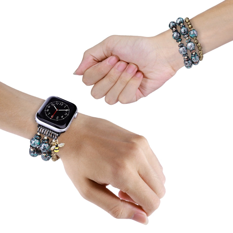 Rose Beads Watch Band For Apple Watch Ultra 49mm&Watch Ultra 2 49mm / Series 9&8&7 45mm / SE 3&SE 2&6&SE&5&4 44mm / 3&2&1 42mm(Rose Beads Bee) by bashfashion