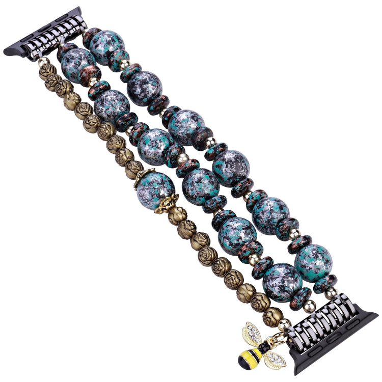 Rose Beads Watch Band For Apple Watch Series 9&8&7 41mm / SE 3&SE 2&6&SE&5&4 40mm / 3&2&1 38mm(Rose Beads Bee) by bashfashion