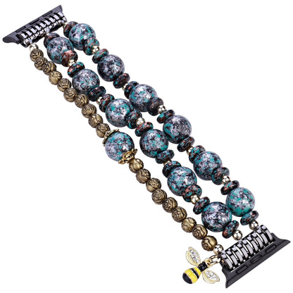 Rose Beads Watch Band For Apple Watch Series 9&8&7 41mm / SE 3&SE 2&6&SE&5&4 40mm / 3&2&1 38mm(Rose Beads Bee) by bashfashion