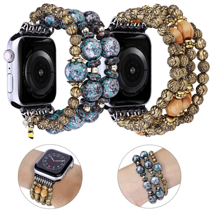 Rose Beads Watch Band For Apple Watch Series 9&8&7 41mm / SE 3&SE 2&6&SE&5&4 40mm / 3&2&1 38mm(Rose Beads Bee) by bashfashion