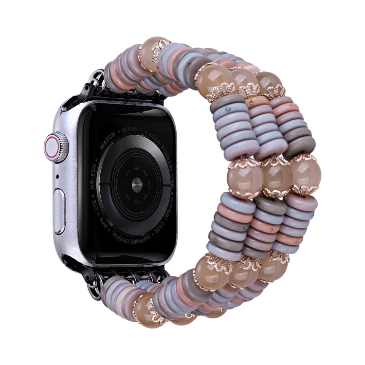 Pieces Beads Watch Band For Apple Watch Series 9&8&7 41mm / SE 3&SE 2&6&SE&5&4 40mm / 3&2&1 38mm(Light Coffee) by bashfashion
