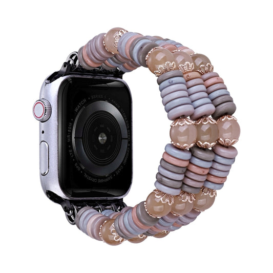 Pieces Beads Watch Band For Apple Watch Series 9&8&7 41mm / SE 3&SE 2&6&SE&5&4 40mm / 3&2&1 38mm(Light Coffee) by bashfashion