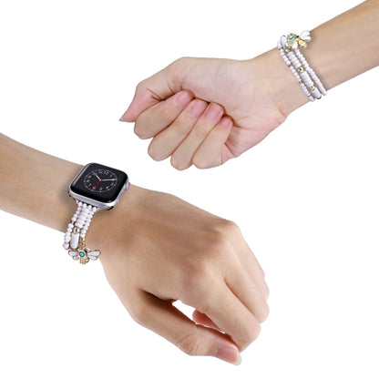 3-row Beads Watch Band For Apple Watch Series 9&8&7 41mm / SE 3&SE 2&6&SE&5&4 40mm / 3&2&1 38mm(White) by bashfashion