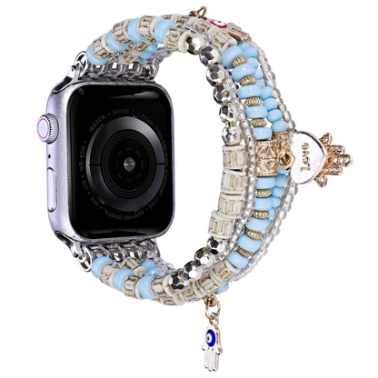 Forest Style Beads Watch Band For Apple Watch Ultra 49mm&Watch Ultra 2 49mm / Series 9&8&7 45mm / SE 3&SE 2&6&SE&5&4 44mm / 3&2&1 42mm(Blue) by bashfashion