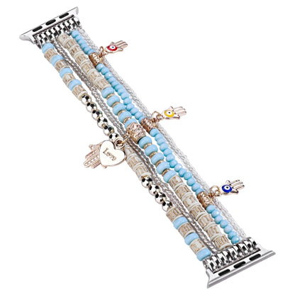 Forest Style Beads Watch Band For Apple Watch Ultra 49mm&Watch Ultra 2 49mm / Series 9&8&7 45mm / SE 3&SE 2&6&SE&5&4 44mm / 3&2&1 42mm(Blue) by bashfashion