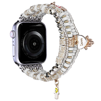 Forest Style Beads Watch Band For Apple Watch Ultra 49mm&Watch Ultra 2 49mm / Series 9&8&7 45mm / SE 3&SE 2&6&SE&5&4 44mm / 3&2&1 42mm(White) by bashfashion