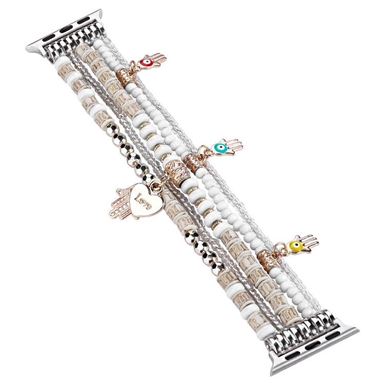 Forest Style Beads Watch Band For Apple Watch Ultra 49mm&Watch Ultra 2 49mm / Series 9&8&7 45mm / SE 3&SE 2&6&SE&5&4 44mm / 3&2&1 42mm(White) by bashfashion