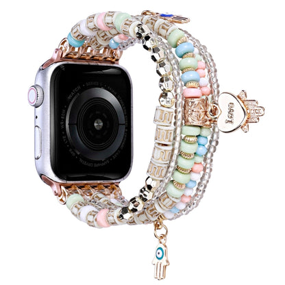 Forest Style Beads Watch Band For Apple Watch Ultra 49mm&Watch Ultra 2 49mm / Series 9&8&7 45mm / SE 3&SE 2&6&SE&5&4 44mm / 3&2&1 42mm(Pink) by bashfashion