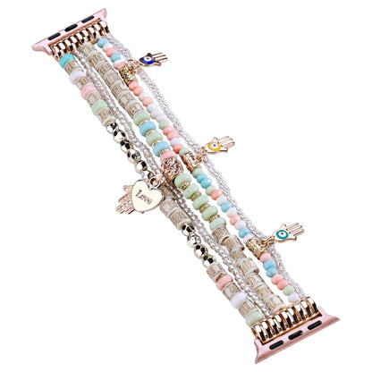 Forest Style Beads Watch Band For Apple Watch Ultra 49mm&Watch Ultra 2 49mm / Series 9&8&7 45mm / SE 3&SE 2&6&SE&5&4 44mm / 3&2&1 42mm(Pink) by bashfashion