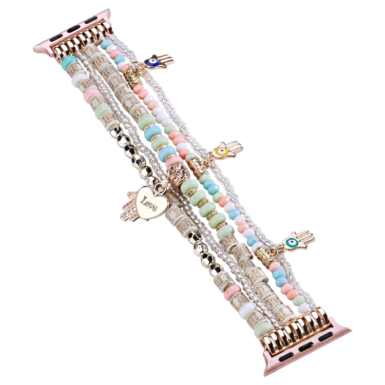 Forest Style Beads Watch Band For Apple Watch Series 9&8&7 41mm / SE 3&SE 2&6&SE&5&4 40mm / 3&2&1 38mm(Pink) by bashfashion