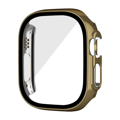 For Apple Watch Ultra 3 / 2 / 1 49mm Plating Gloss PC Tempered Glass Integral Watch Case(Dark Gold) by bashfashion