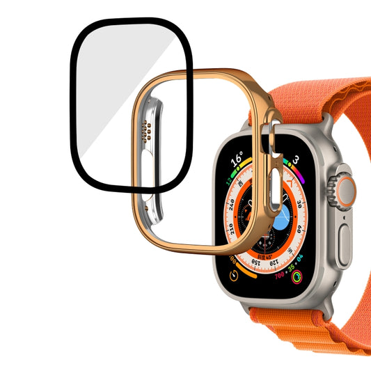 For Apple Watch Ultra 3 / 2 / 1 49mm Plating Gloss PC Tempered Glass Integral Watch Case(Rose Gold) by bashfashion