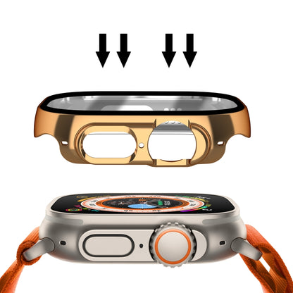 For Apple Watch Ultra 3 / 2 / 1 49mm Plating Gloss PC Tempered Glass Integral Watch Case(Rose Gold) by bashfashion