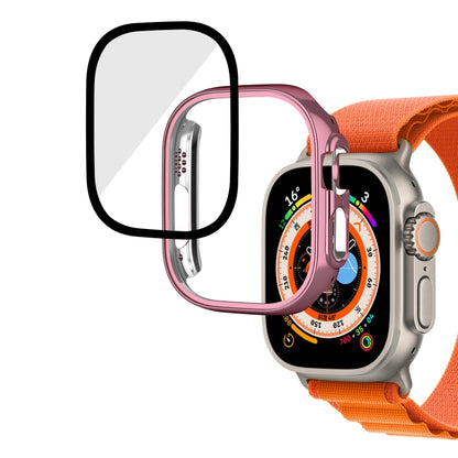 For Apple Watch Ultra 3 / 2 / 1 49mm Plating Gloss PC Tempered Glass Integral Watch Case(Pink) by bashfashion