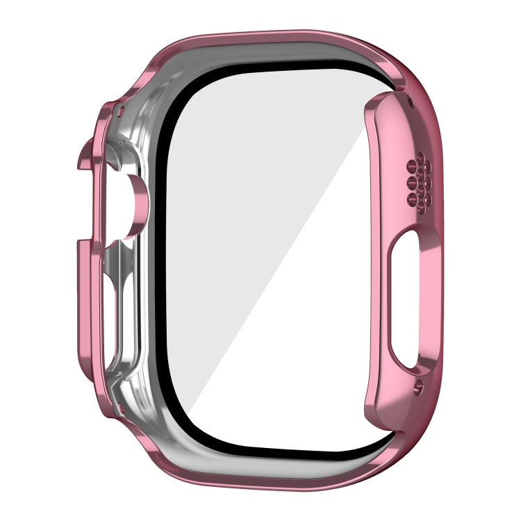 For Apple Watch Ultra 3 / 2 / 1 49mm Plating Gloss PC Tempered Glass Integral Watch Case(Pink) by bashfashion