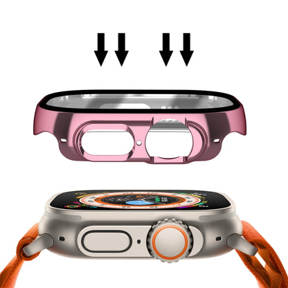 For Apple Watch Ultra 3 / 2 / 1 49mm Plating Gloss PC Tempered Glass Integral Watch Case(Pink) by bashfashion