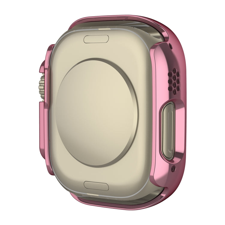 For Apple Watch Ultra 3 / 2 / 1 49mm Plating Gloss PC Tempered Glass Integral Watch Case(Pink) by bashfashion
