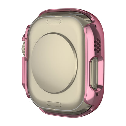 For Apple Watch Ultra 3 / 2 / 1 49mm Plating Gloss PC Tempered Glass Integral Watch Case(Pink) by bashfashion