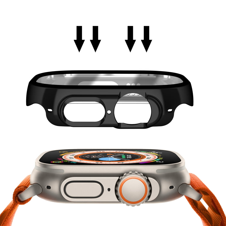 For Apple Watch Ultra 3 / 2 / 1 49mm Plating Gloss PC Tempered Glass Integral Watch Case(Black) by bashfashion