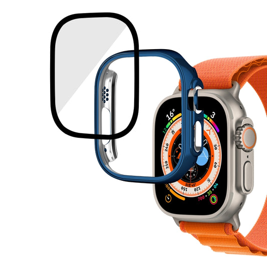 For Apple Watch Ultra 3 / 2 / 1 49mm Plating Gloss PC Tempered Glass Integral Watch Case(Dark Blue) by bashfashion