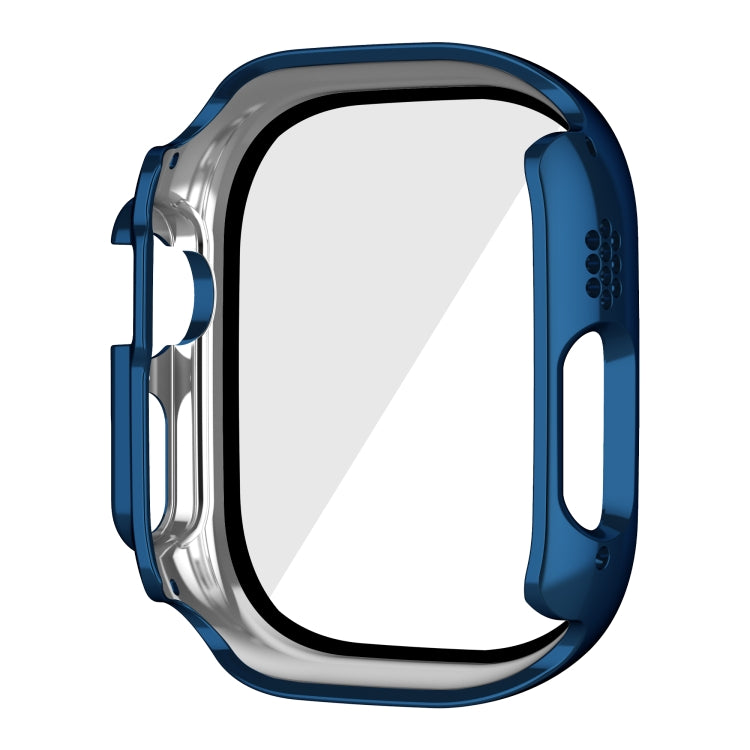 For Apple Watch Ultra 3 / 2 / 1 49mm Plating Gloss PC Tempered Glass Integral Watch Case(Dark Blue) by bashfashion