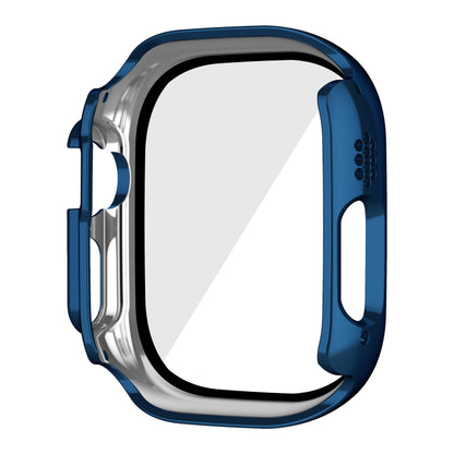 For Apple Watch Ultra 3 / 2 / 1 49mm Plating Gloss PC Tempered Glass Integral Watch Case(Dark Blue) by bashfashion